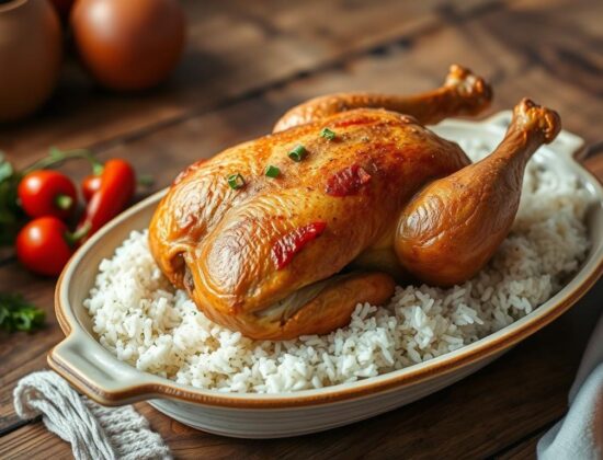 old fashioned baked chicken with rice and pimentos recipe